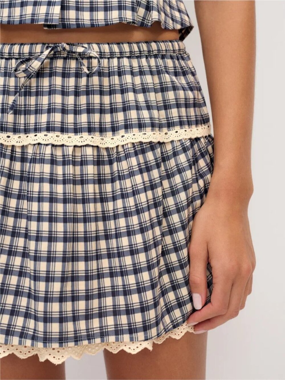 NEW Reformation Valetta Two Piece Matching Skirt Set Beacon Check | US 4 UK 8 - Picture 3 of 15